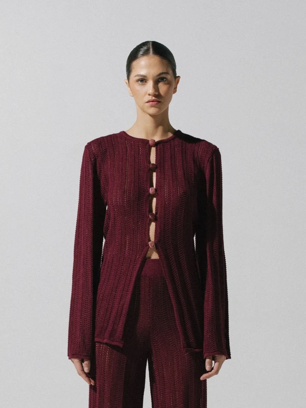 NWOT BAOBAB Corsica Knit Long Sleeve Top in Burgundy Stone Accent Cover Up